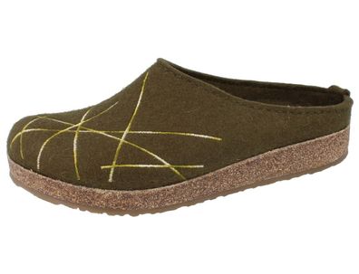 Haflinger Grizzly Mikado Damen Filzclogs grün Wollfilz