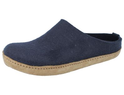 Haflinger Emil´s Toffel Herren Hausschuhe blau Wollfilz