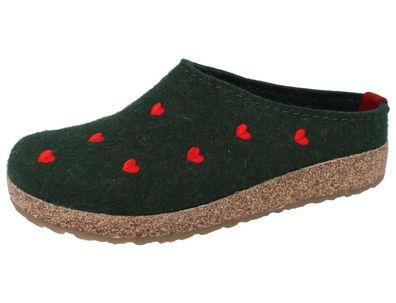 Haflinger Grizzly Cuoricino Damen Filzclogs grün Wollfilz