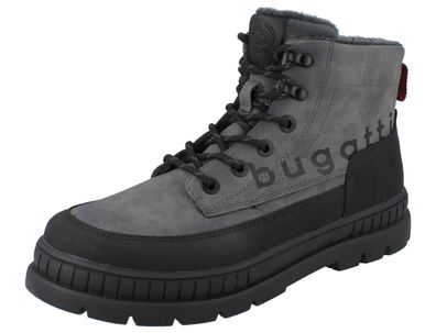 Bugatti Herren Schnürstiefel dunkelgrau Lederimitat