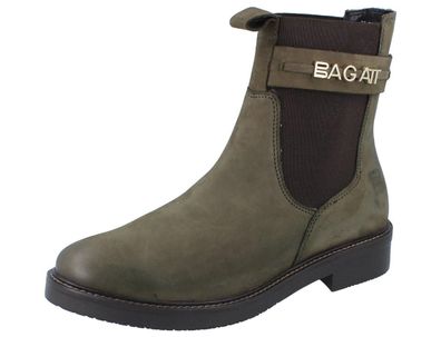 BAGATT Damen Stiefelette Chelsea Boots grün Leder
