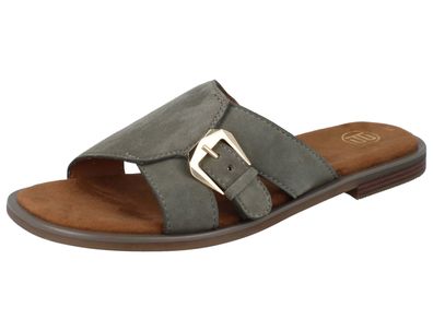 BAGATT Damen Pantolette grün Veloursleder