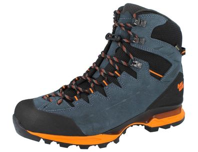 HANWAG Makra Trek GTX Herren Wanderstiefel blau orange Velourleder