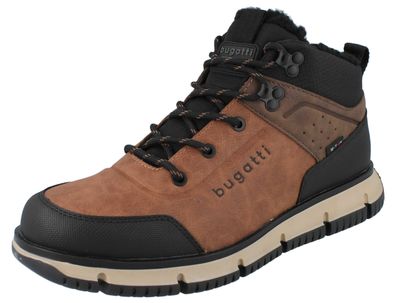 Bugatti Herren Winterschuh gefüttert cognac schwarz Kunstleder