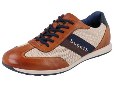Bugatti Herren Sneaker braun beige blau Leder Textil