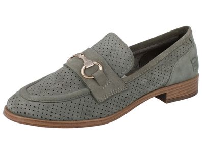 BAGATT Damen Loafers grün Nubukleder