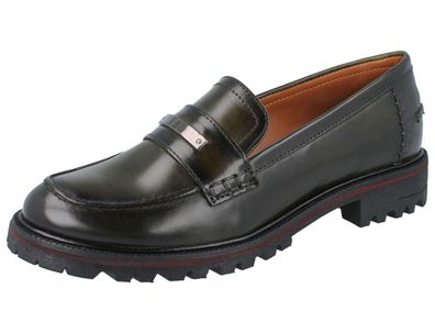 BAGATT Damen Loafers dunkelgrün Glattleder