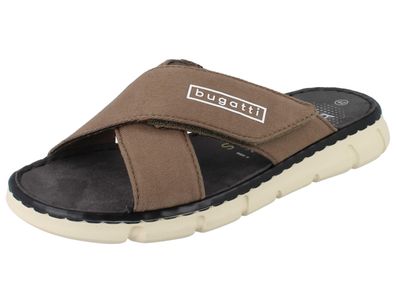 Bugatti Herren Pantolette grün Materialmix