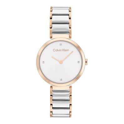 Calvin Klein Minimalistic 25200139 Damenuhr Quarzuhr Edelstahlgehäuse roségold
