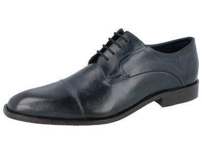 Bugatti Business Schnürschuhe dunkelblau Glattleder