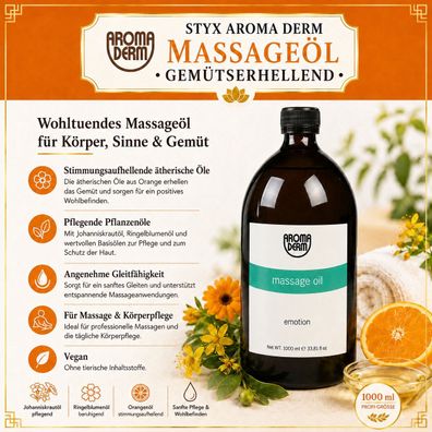 STYX Aroma Derm Massageöl Gemütserhellend 1000 ml Orange vegan