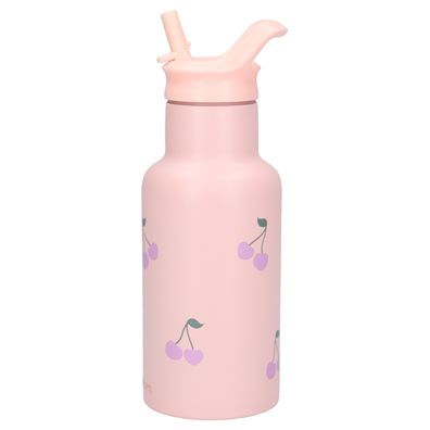 Kidzroom Nostalgia Kinder Trinkflasche 350 ml Edelstahl mit Trinkhalm Rosa