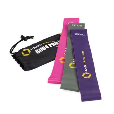 HMS Premium GU04 PRO Set 18 bis 35 kg Trainingsbänder 3er Set Latex 60 × 5 cm