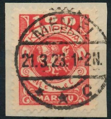 MEMEL 1923 Nr 146 zentrisch gestempelt Briefstück gepr. X478886