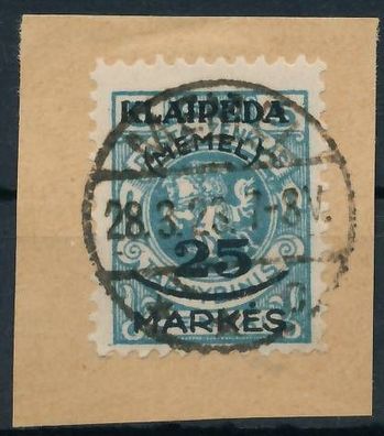 MEMEL 1923 Nr 125 zentrisch gestempelt Briefstück gepr. X4788D6