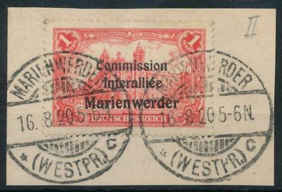 Marienwerder Nr 26II zentrisch gestempelt Briefstück X49A6E2
