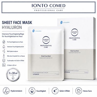 IONTO-COMED Professional Care Sheet Face Mask Hyaluron - 3 Stück