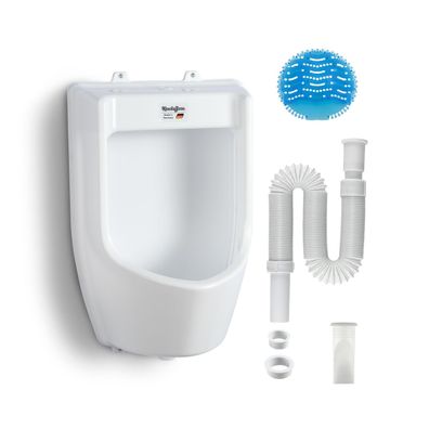 KrockaZone Urinal Pissoir mit Schlauch Urinalsieb Herren WC Set weiß PVC