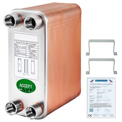 BestEquip Plattenwärmetauscher B12-60 Edelstahl 60 Platten 3,0 MPa Silber