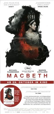 Macbeth - Original Kinoplakat A3+ - Michael Fassbender Marion Cotillard - Filmposter*