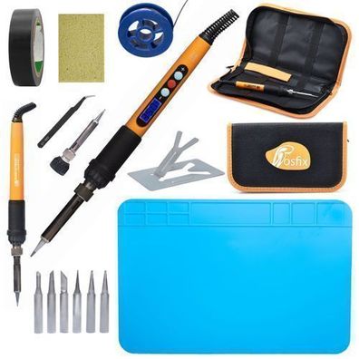 Rosfix Set Lötkolben Electric S 60W – 17in1 mit Matte, Zinn, Pinzette