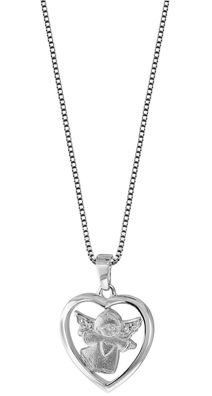 trendor Schmuck Silber-Collier Herz mit Engel Anhänger Halskette 79046
