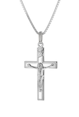 trendor Schmuck Halskette mit Kruzifix Kreuz-Anhänger 925 Silber 41402