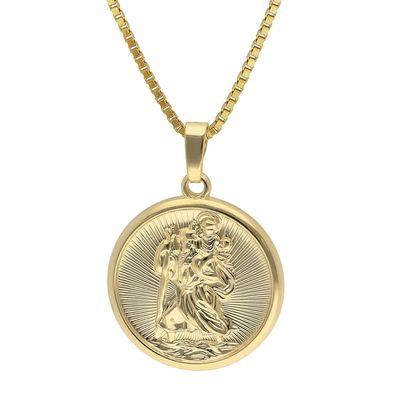trendor Schmuck Christophorus Anhänger Gold 333/8K mit vergoldeter Silberkette 41864