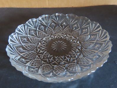 kleine flache Schale Glas Schüssel Dessertschale Relief ca. 2,5 cm H