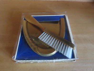 Kehrset Tisch-Kehr-Set Tischbesen + Schaufel Goldfarben helle Borsten
