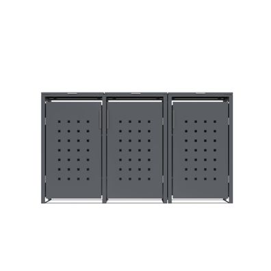 Mülltonnenbox 3-er, Stahl verzinkt Front Karomuster
