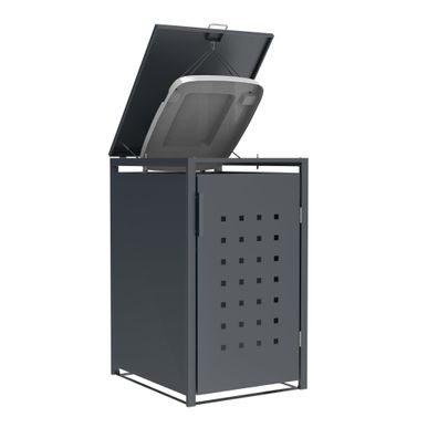 Mülltonnenbox 1-er, Stahl verzinkt Front Karomuster