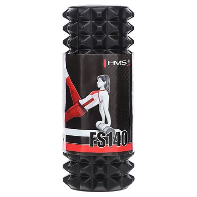 HMS FS140 Massagerolle 33 × 14 cm Faszienrolle Härtegrad 50 bis 150 kg Schwarz