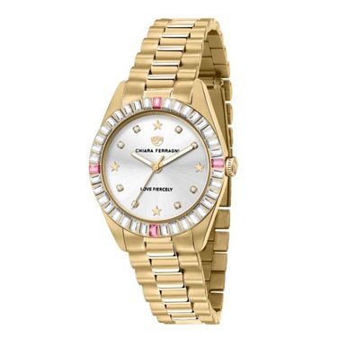 CHIARA Ferragni – Frau – R1953100503 – Alltagsuhr aus Gelbgold mit Baguette-Zirkonen,