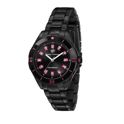CHIARA Ferragni – Frau – R1953101505 – Total Black Sportuhr mit Baguette-Rosa-Zirkone