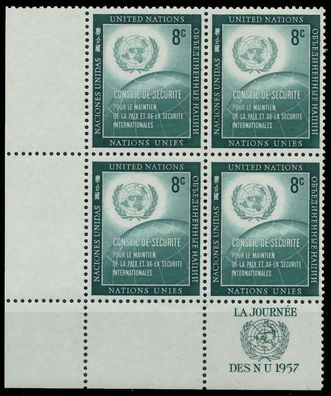 UNO NEW YORK 1957 Nr 63RZfu postfrisch Viererblock URA X404ED6