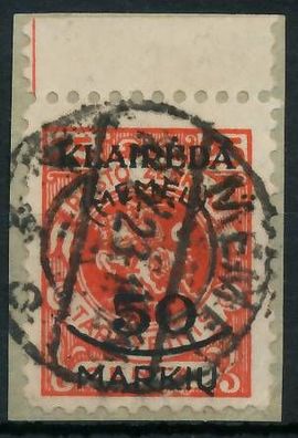 MEMEL 1923 Nr 126 zentrisch gestempelt Briefstück gepr. X416BDE