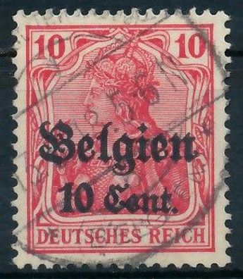 BES. 1WK Landespost Belgien Nr 14cII gestempelt gepr. X4350CA