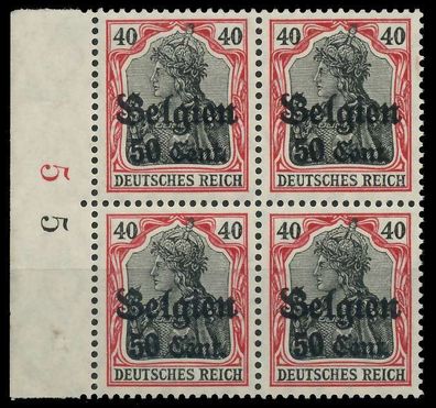 BES. 1WK Landespost Belgien Nr 20a postfrisch Viererblo X45A8D6