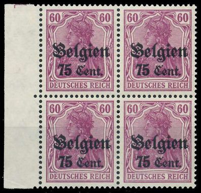 BES. 1WK Landespost Belgien Nr 21a postfrisch Viererblo X45A902