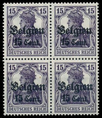 BES. 1WK Landespost Belgien Nr 16a postfrisch Viererblo X45A916