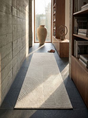 Kurzflorteppich 3D-Relief Halbkreise Wohnzimmer - CETINA Kadima Design