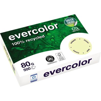 Kopierpapier, DIN A4, 80g/qm, 500 Blatt, Recycling, hellgelb