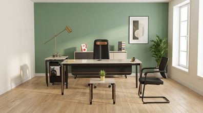 Komplettes Büro Set mit Schreibtisch Sideboard Kommode Couchtisch