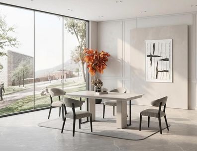Esszimmer Set Esstisch Stuhl Modern Weiss Edel Design Luxus Gruppe