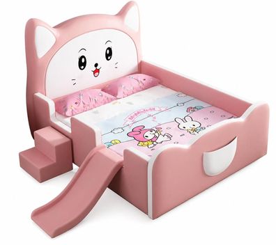 Rosa Bett mit Rutsche und Treppe Bett für Mädchen Kätzchen
