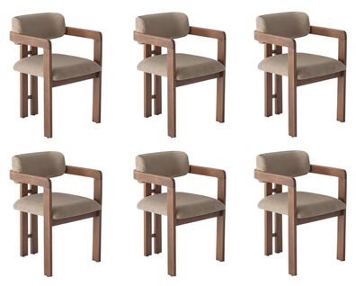 6 Stühle Modern Braun Elegant Esszimmerstühle Polsterstuhl Holz