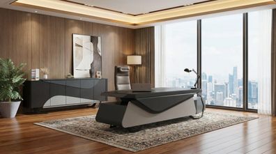 Modernes Büro Set Schreibtisch Sideboard Grau Executive