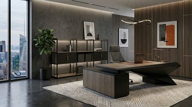 Büro Arbeitsplatz Set Schreibtisch Bücherregal Luxus Möbel