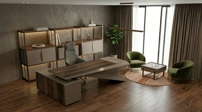 Modern Office Büro Set Schreibtisch Sideboard Bücherregal Luxus